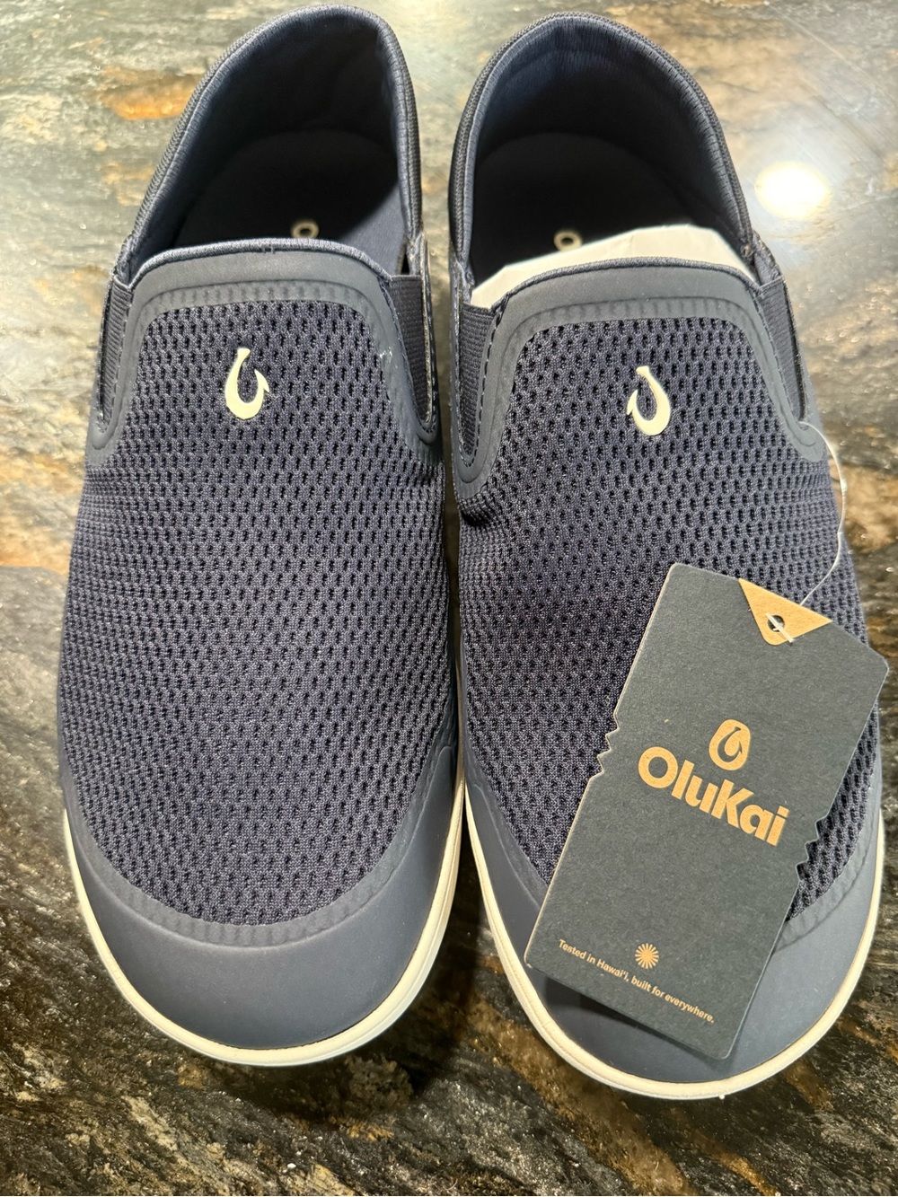 OluKai Men's Navy Mesh Slip-On Loafers